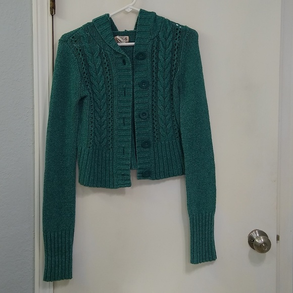 Mudd Sweaters - Teal/Turquoise Mudd Crop Top Cardigan Sweater